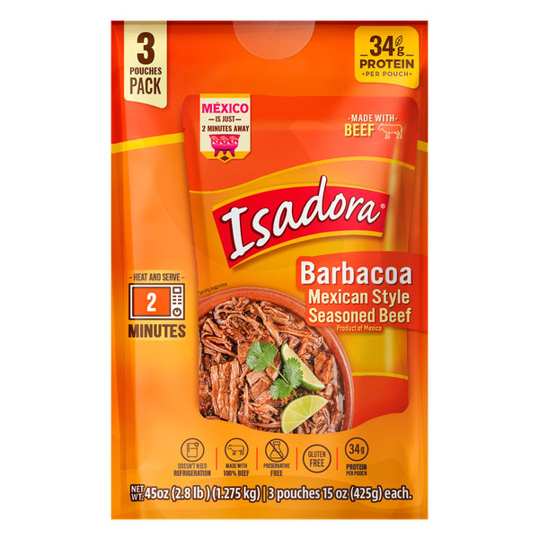 Isadora Barbacoa Mexican Style Seasoned Beef, 15 oz, 3-count