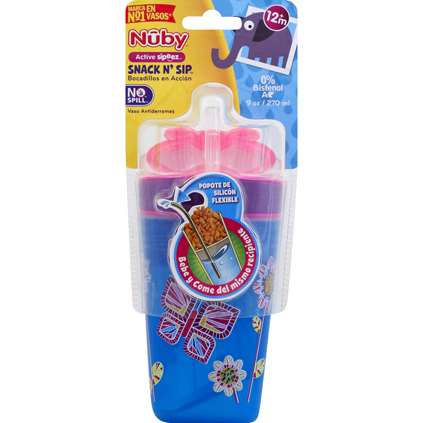 Nûby Sippy Cup, Snack n' Sip, 9 Ounces, 12+ Months Same-Day