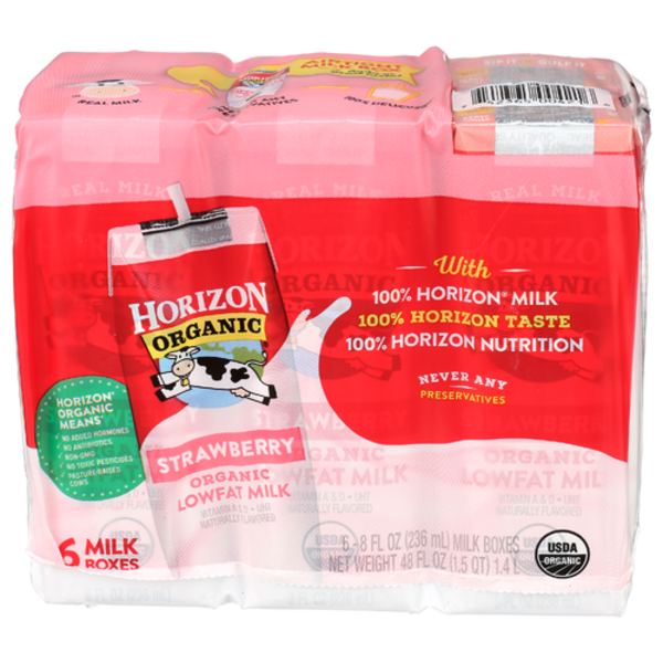 Horizon Organic Strawberry Lowfat Milk 6 Pack Same-Day Delivery or
