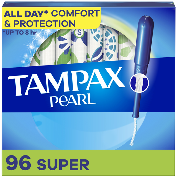 TAMPAX Pearl, Super, Plastic Tampons, Unscented Same-Day Delivery