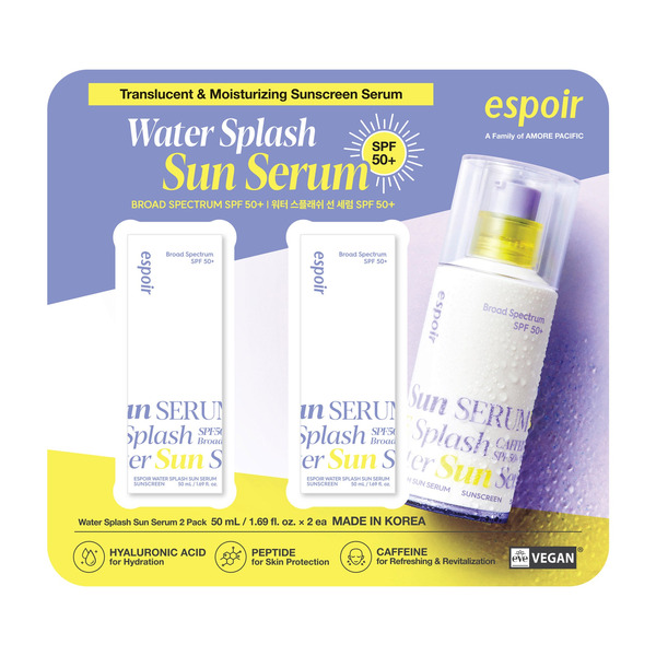 espoir Water Splash Sun Serum Sunscreen SPF 50, 1.69 fl oz, 2-pack