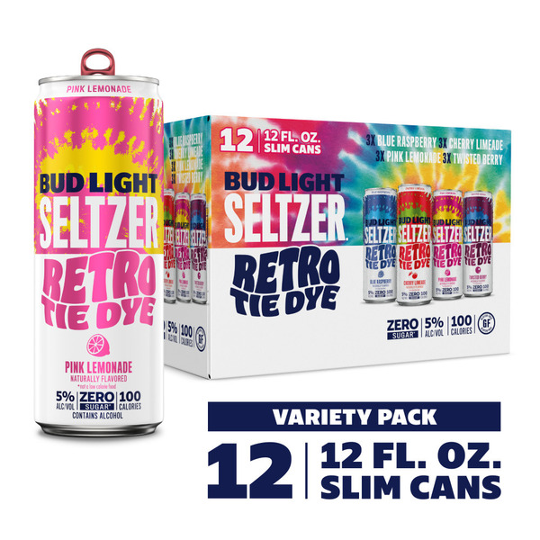 Bud Light ™ Retro Tie Dye Hard Seltzer Variety Pack, 12 Pack 12 Fl