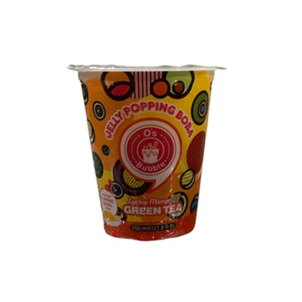 O's Bubble Lychee Mango Green Tea Jelly Popping Boba Cup