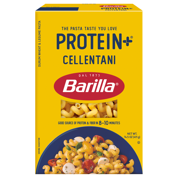 Barilla Protein+ (Plus) Cellentani Pasta - Plant Based - Made from Lentils, Chickpeas & Peas