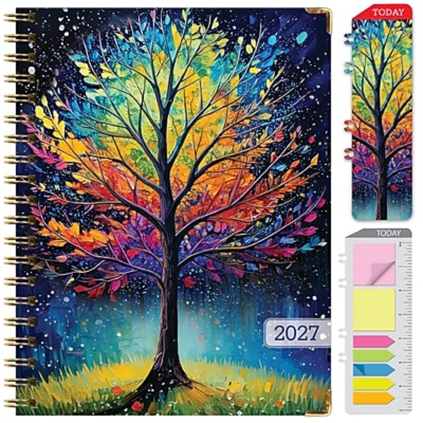 Excello Brands Hardcover Fashion Weekly & Monthly Planner, 8.5 x 11 in - Black Tree Seasons