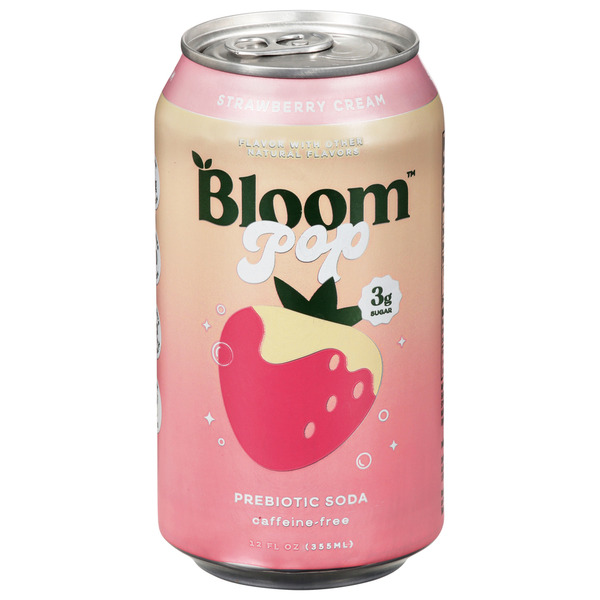 Bloom Pop Strawberry Cream Prebiotic Soda Same-Day Delivery or
