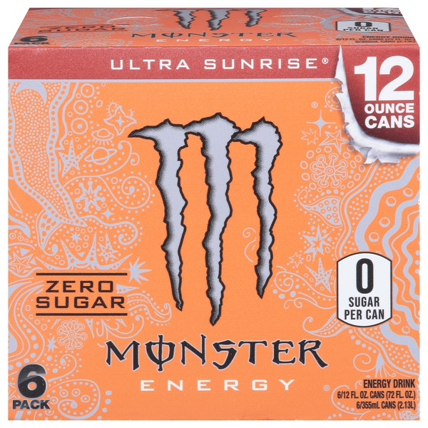 Monster 6 Pack Ultra Sunrise Zero Sugar Energy Drink Same-Day
