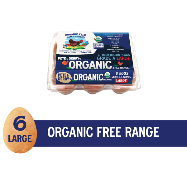Pete & Gerry's Organic Free Range Fresh Brown Large Eggs Same-Day