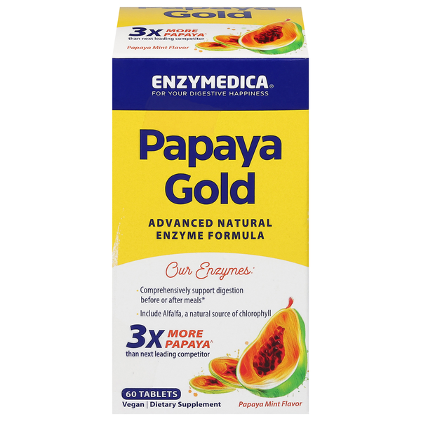 Enzymedica Papaya Gold, Vegan, Papaya Mint Flavor, Tablets Same