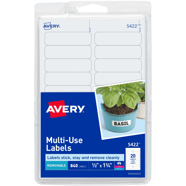 Avery 0.5" x 1.75" White Removable Multi-Use Labels