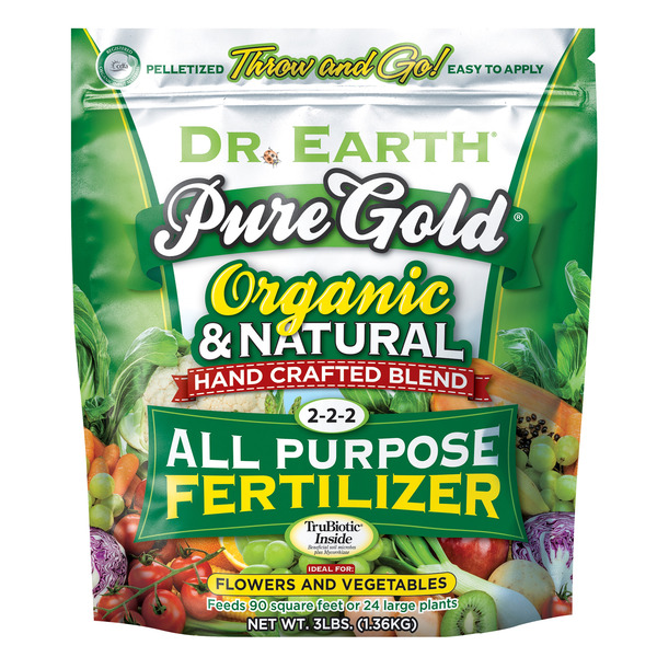 Dr. Earth Pure Gold Fast Release 2-2-2 All Purpose Fertilizer 3-lb