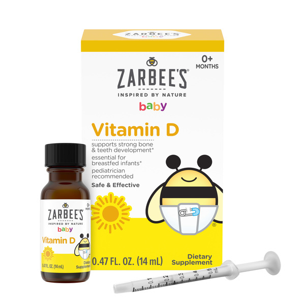 Zarbee’s Baby Vitamin D Drops for Infants, Baby & Toddler Liquid Supplement, 0.47 Fl. Ounces (1 Box)