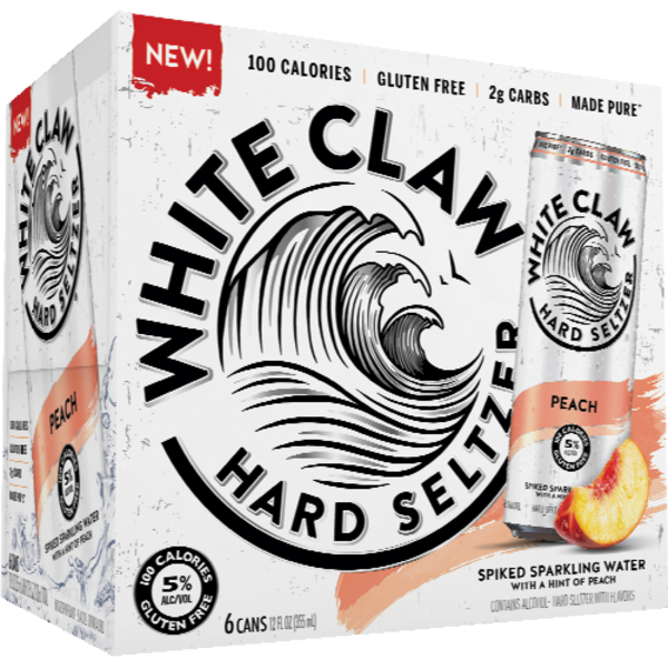 White Claw Peach Hard Seltzer 6 Pack Cans