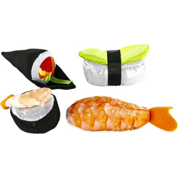 Play On 4-Piece Sushi Cat Toys