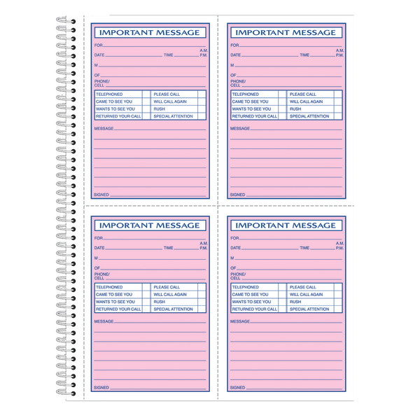 Adams 50-Pages Phone Message Book - White & Canary Yellow - 11" x 8 1/16"
