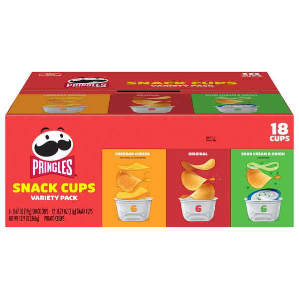 Pringles Snack Cups Cheddar Cheese/Original/Sour Cream & Onion Potato Crisps Variety Pack