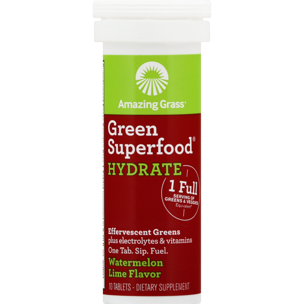 Amazing Grass Green Superfood, Hydrate, Watermelon Lime Flavor, Tablets