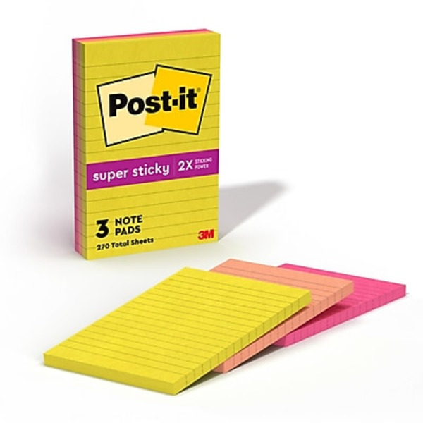 Post-it Summer Joy Collection Lined Super Sticky Notes