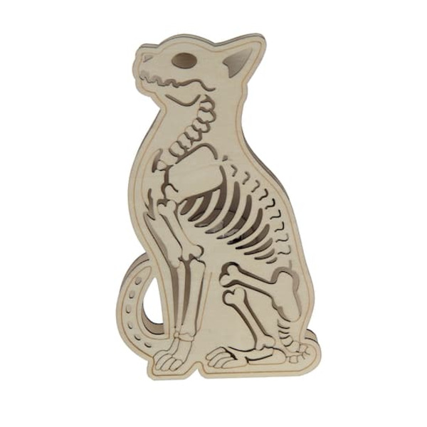 Make Market Skeleton Cat DIY LED Wood Decor