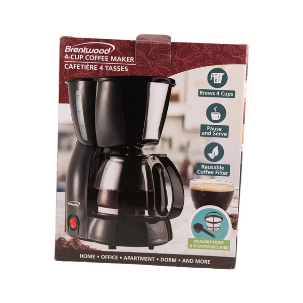 Brentwood 4-Cup Black Coffee Maker Same-Day Delivery or Pickup Brentwood 4-Cup Black Coffee Maker Same-Day Delivery or Pickup