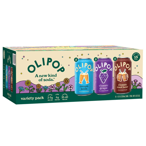 Olipop Soda, Variety Pack, 12 fl oz 15-count