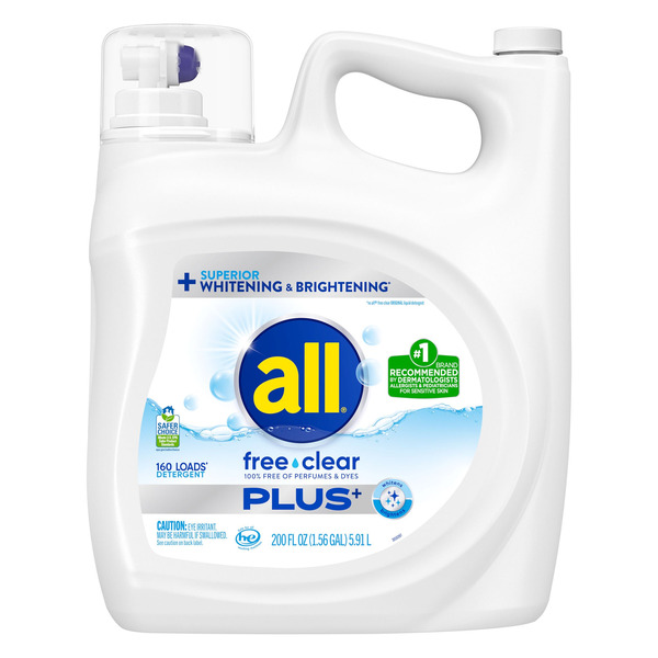 All Free & Clear Plus+ Liquid Laundry Detergent, 160 Loads, 200 fl oz