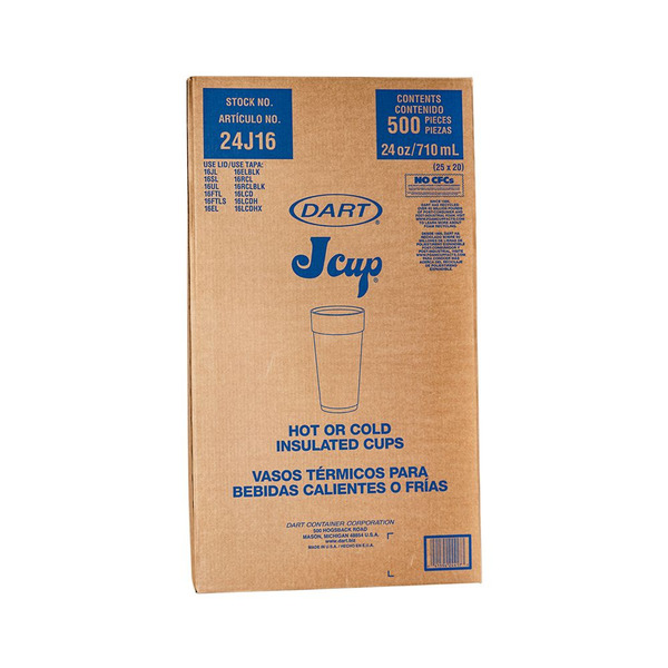 Dart - 24J16 - 24 oz Foam Cup Uses 16 oz Lid - 500 ct
