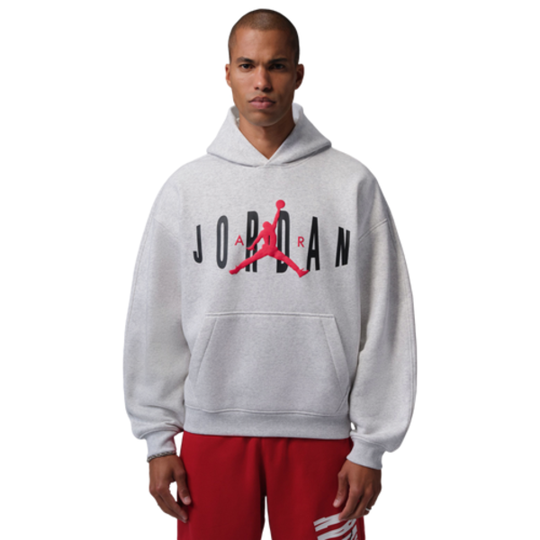 Jordan Men's Brooklyn Graphic Oversize Pullover BB Hoodie, M - Gray/Red