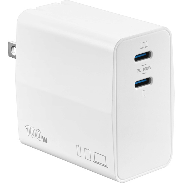 Insignia 100W 2-Port USB-C Gan Wall Charger - White