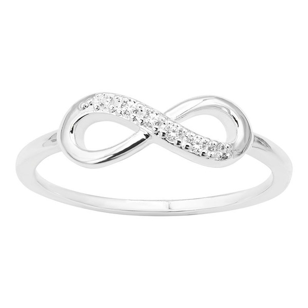 City Luxe Silver Tone Cubic Zirconia Pave Infinity Ring, Women's, Size: 7, Silver Tone Clear