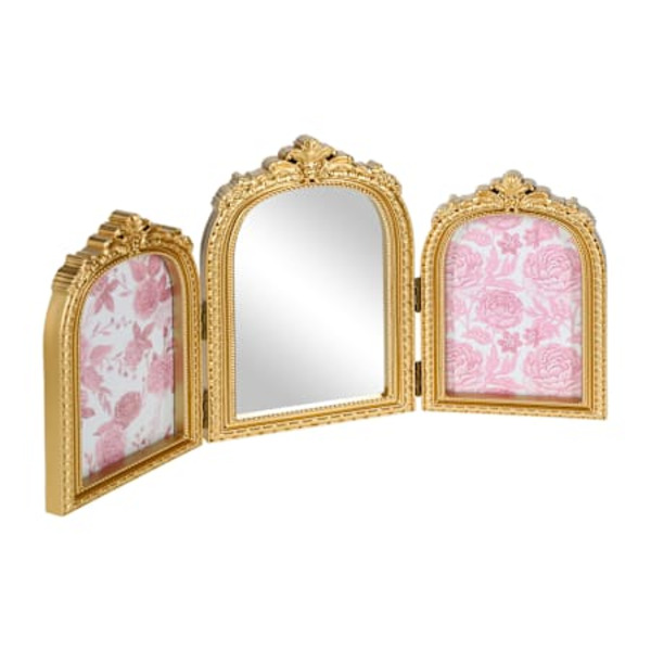Room 2 Room Tri-Fold Mirror With Frames - Gold