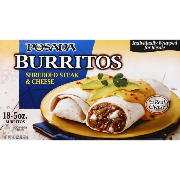 Posada Burritos, Shredded Steak & Cheese (18 each) Instacart