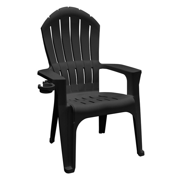Adams Big Easy Outdoor Resin Adirondack Chair With Cup Holder - Black