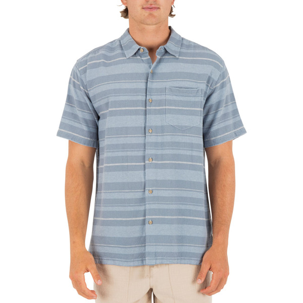Hurley Men's Oceanside Short Sleeve Shirt, XL - Worker Blue