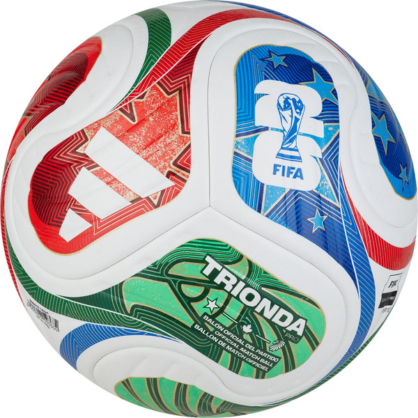 adidas FIFA World Cup 2026 Trionda Pro Official Match Ball, Size 5 - White/Solar Blue/Red/Lime