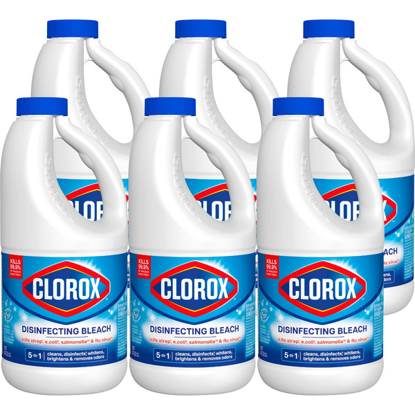 Clorox� Disinfecting Bleach, Concentrated Formula, Regular, 43 Fluid Ounces, Pack of 6