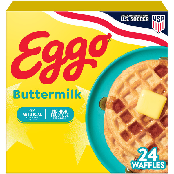 Eggo Buttermilk Waffles, Frozen Breakfast, Family Pack, 24 Count