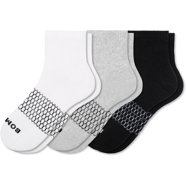 Bombas Solids Ribbed Quarter Socks, M - Core Mix