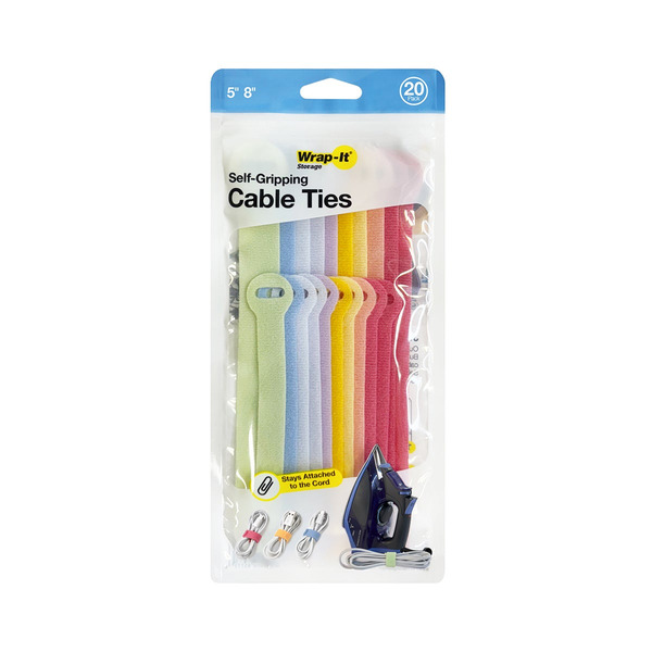 Wrap-It Storage Assorted Self Grip Cable Ties Macaron