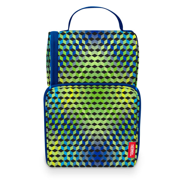 Thermos Dual Compartment 3D Cube Print Insulated Lunch Kit, 10-1/2 x 7 x 4-3/4 in