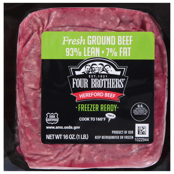 Four Brothers Hereford Beef, Ground, 93%/7% Same-Day Delivery or
