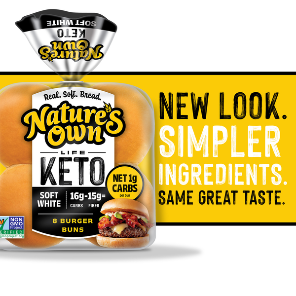 Nature's Own Life Keto Burger Buns, Keto Bread Hamburger Buns