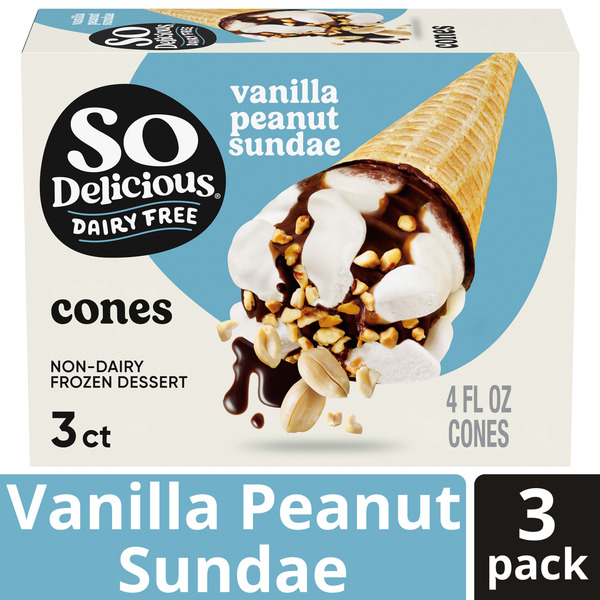 So Delicious Plant Based Blend Frozen Dessert Cones, Vanilla