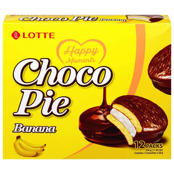 Lotte Choco Pie, Banana, 12 Packs Same-Day Delivery | Food Bazaar