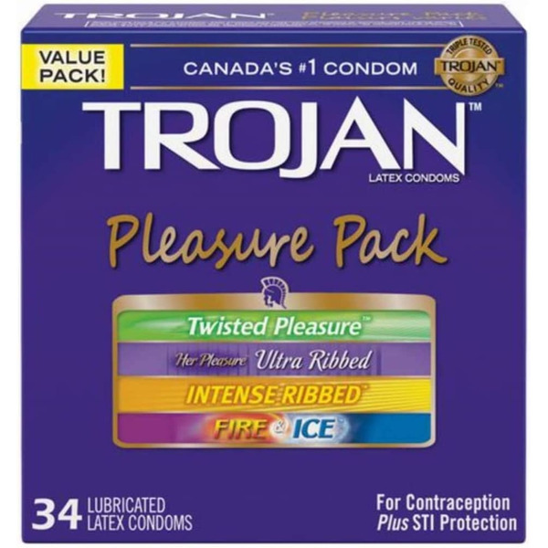 Trojan Pleasure Pack Assorted Lubricated Latex Condoms Same-Day