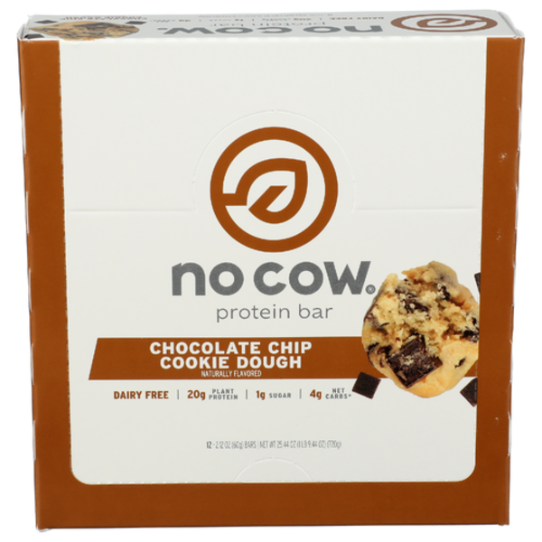 No Cow Chocolate Chip Cookie Dough Protein Bar 12 Pack Case