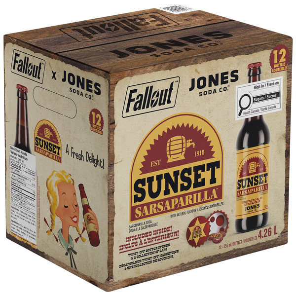Jones Soda Fallout Sunset Sarsaparilla Soda 12 x 355 ml