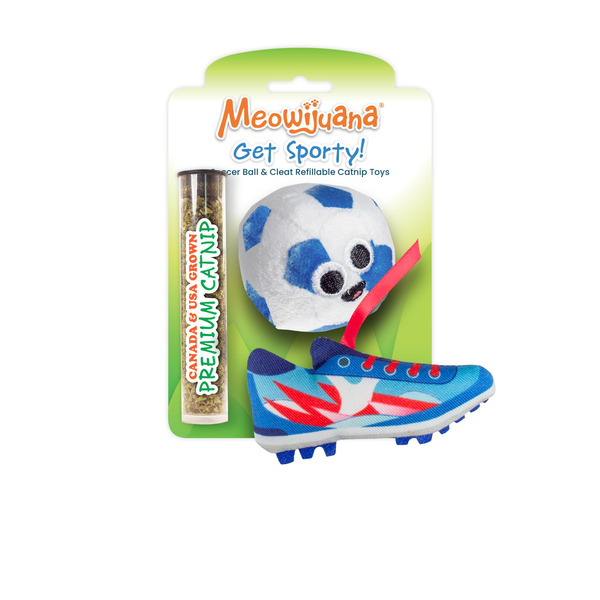 Meowijuana Get Sporty Soccer Ball & Cleat Refillable Catnip Toys
