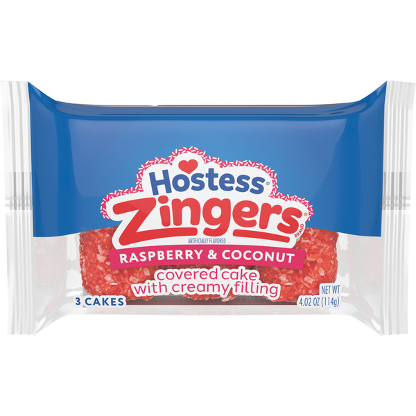 Hostess Zingers Snack Cakes, Raspberry Artificially Flavored