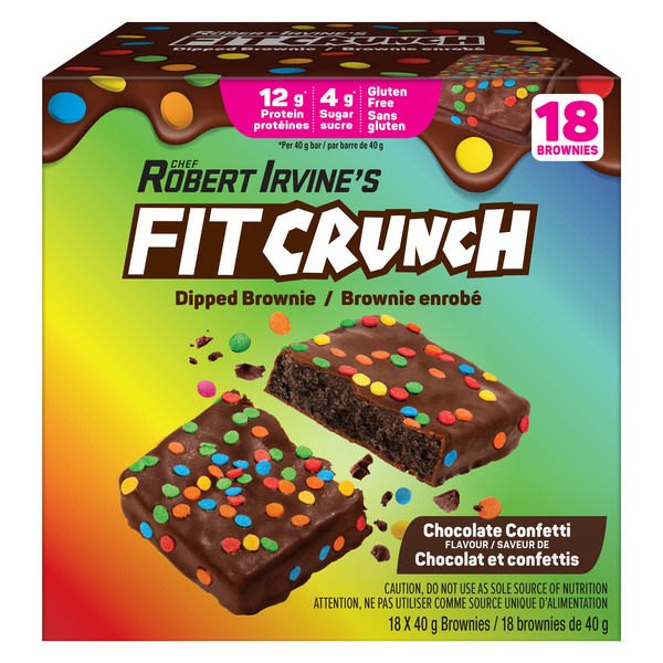 FITCRUNCH Chocolate Confetti Dipped Brownies 18 x 40 g